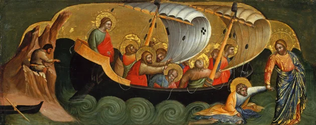 Christ sauvant Pierre de la noyade Panneau de prédelle, vers 1370