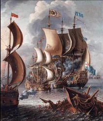 Combat naval avec des corsaires barbaresques
