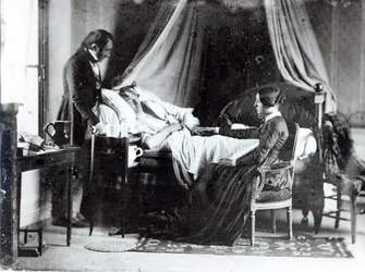 La visite du médecin au patient, vers 1840-50