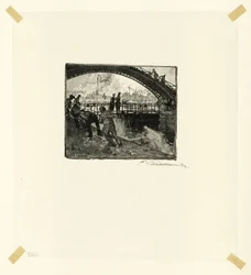 Lock of the Canal Saint-Martin, plate six from Le Long de la Seine et des Boulevards