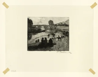 The Horse Pond at the Pont Marie, plate ten from Le Long de la Seine et des Boulevards