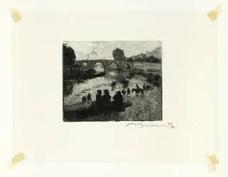 The Horse Pond at the Pont Marie, plate ten from Le Long de la Seine et des Boulevards