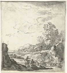 Paysage avec cavalier et berger