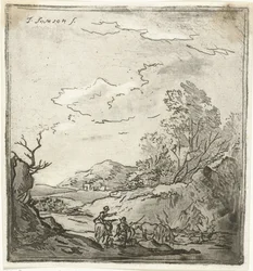 Paysage avec cavalier et berger