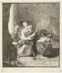 Mère avec enfant endormi à la fenêtre