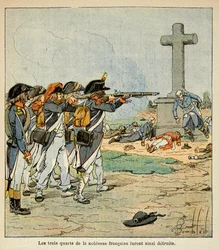 Illustration par Louis Bombled (1862-1927) du livre « Le Mémorial de Sainte-Hélène » du comte Emmanuel de Las Cases (1766-1842) : Des chouans fusillade pendant la guerre de Vendée