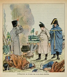 Illustration par Louis Bombled (1862-1927) tirée du livre « Le Mémorial de Sainte-Hélène » par le comte Emmanuel de Las Cases (1766-1842) : Napoléon pendant un bivouac mange le pain des soldats, Collection privée