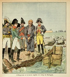 Illustration du livre « Le Mémorial de Sainte-Hélène » par le comte Emmanuel de Las Cases : Un marin anglais cherchant à rejoindre son pays libéré par l