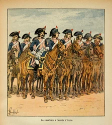 Illustration de Louis Bombled (1862-1927) du livre « Le Mémorial de Sainte-Hélène » par le comte Emmanuel de Las Cases (1766-1842) : Cavalerie avec l
