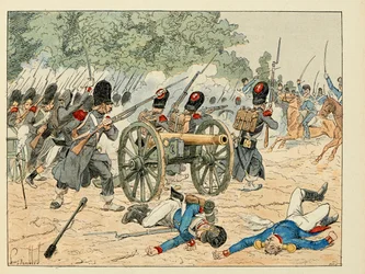 Illustration tirée du livre « Les Héros du Siècle », récits anecdotiques par Dick de Lonlay et illustrée par Louis Bombled (1862-1927)