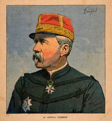 La Guerre à Madagascar - Histoire anecdotique des expéditions françaises de 1885-1895 par Henri Galli dit Galllichet, illustrée par Louis Bombled : Portrait du Général Duchesne, Commandant en chef des forces expéditionnaires françaises