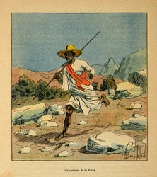La guerre à Madagascar - Histoire anecdotique des expéditions françaises de 1885-1895 par Henri Galli dit Gallichet (1854-1922), illustrée par Louis Bombled (1862-1927) : Un courrier de la reine Ranavalona en 1895