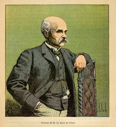 La guerre à Madagascar - Histoire anecdotique des expéditions françaises de 1885-1895 par Henri Galli dit Galllichet (1854-1922), illustrée par Louis Bombled (1862-1927) : Portrait de M. Le Myre de Vilers (1833-1918) Résident général à Madagascar en 1886, 