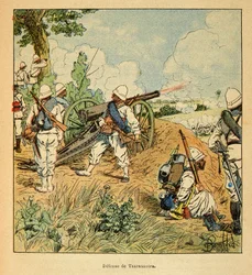 La Guerre à Madagascar - Histoire anecdotique des expéditions françaises de 1885-1895 par Henri Galli dit Gallichet (1854-1922), illustrée par Louis Bombled (1862-1927) : Défense de Tsarasaotra en 1895, Collection privée