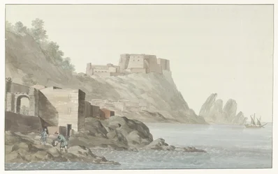 Rocher et ville de Scilla en Calabre; vue prise du côté de l
