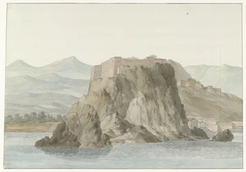 Roche et ville de Scilla en Calabre vue de la mer côté nord