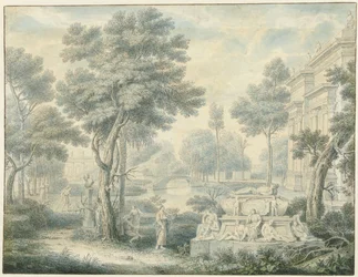 Paysage arcadien avec un tombeau