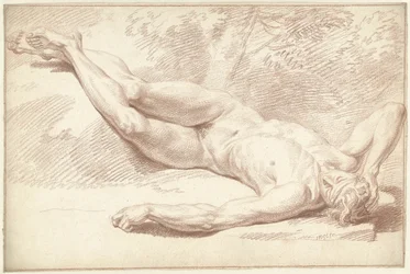 Nu masculin, couché sur le dos, vers la droite