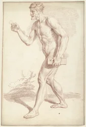 Nu masculin marchant, vers la gauche