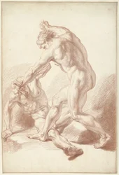 Deux hommes nus en combat