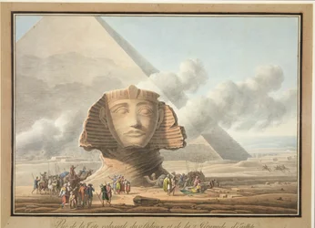 Vue de la tête du Sphinx et de la pyramide de Khéphren, vers 1790