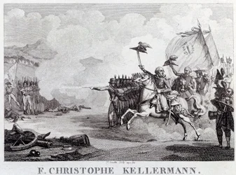 Révolution française : « le général et maréchal François Christophe Kellermann (1735-1820) lors de la bataille de Valmy le 20/09/1792 » Gravure de Louis François Couché (1782-1849) 18ème siècle Paris, Musée Carnavalet