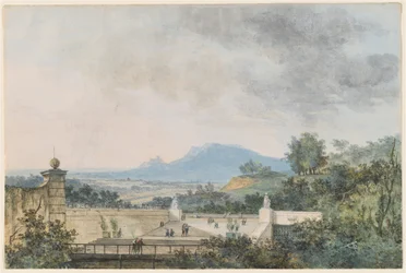 Vue panoramique sur un parc en terrasses