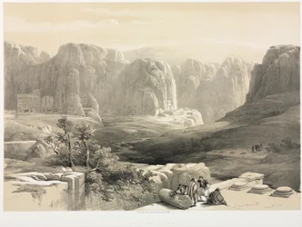 La Terre Sainte, Syrie, Idumée, Arabie, Égypte et Nubie Vol. III : Pétra, vue vers le sud, 1842