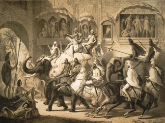 Une rue de Lahore (mars 1842)