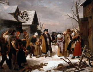 Louis XVI distribuant des aumônes aux pauvres de Versailles pendant l
