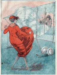 Le vent favorable : hélice espionne. Illustration de Louis Icart pour le magazine « Le Fantasio » de mai 1916