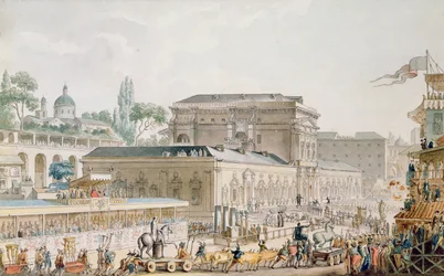 Antiquités trouvées à Herculanum transportées au musée de Naples, c.1782