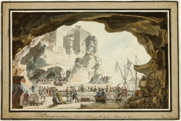 Vue de la Grotta di Palazzo avec banquet