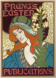 Littérature. Publications de Pâques de Prang. Affiche par Luis Rhead, USA, vers 1895