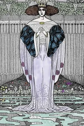 Représentation de la Dame du Lac (Nimue, Viviane) Illustration par Louis Rhead (1858-1926) pour « Le roi Arthur et ses chevaliers »