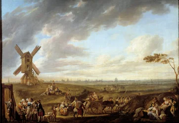 Vue de Lille prise du dieu de Marcq. Peinture de Louis Joseph Watteau dit Watteau de Lille (1731-1798)