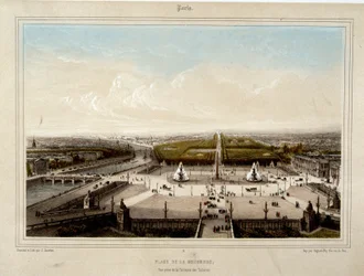La Place de la Concorde - Lithographie par Jacottet