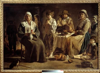 Une famille de paysans dans un intérieur. Peinture de Louis Le Nain (1593-1648), 1642. Soleil. 1,13 x 1,59 m, Paris, Musée du Louvre