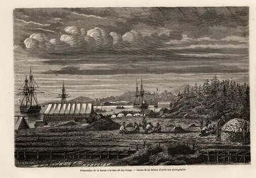 Préparation de la morue à la baie de Cap Rouge