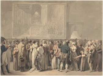 Le public dans le salon du Louvre, regardant la peinture du "Sacre"