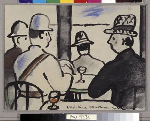 Quatre personnages au bar