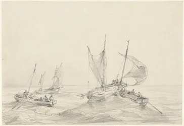 Mer avec bateaux de pêche