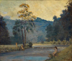 Trois filles et rivière