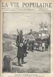 Homme observant un défilé de la Tarasque sur le port de l