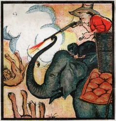 Nestor Fenleroc, colon européen tue des lions en tirant sur un éléphant en Afrique. 1923