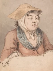 Femme avec une blouse bleue