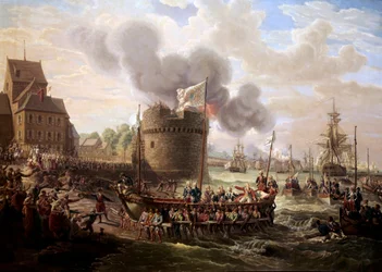 Le roi Louis XVI visite les travaux du port de Cherbourg le 23/06/1786