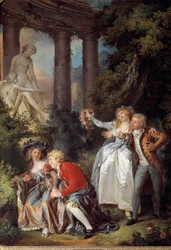 Offrande galante à Vénus dans un paysage romantique de ruines antiques