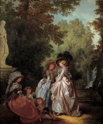 Femmes et enfants dans un parc