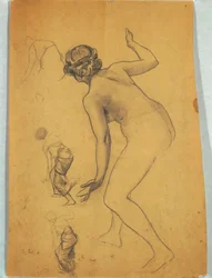 Étude de figure nue courbée